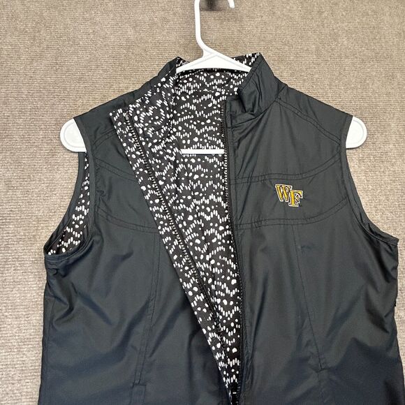 Wake Forest Peter Millar Vest Women's XS Black Full Zip E4 Wind Reversible Geo - Picture 3 of 10